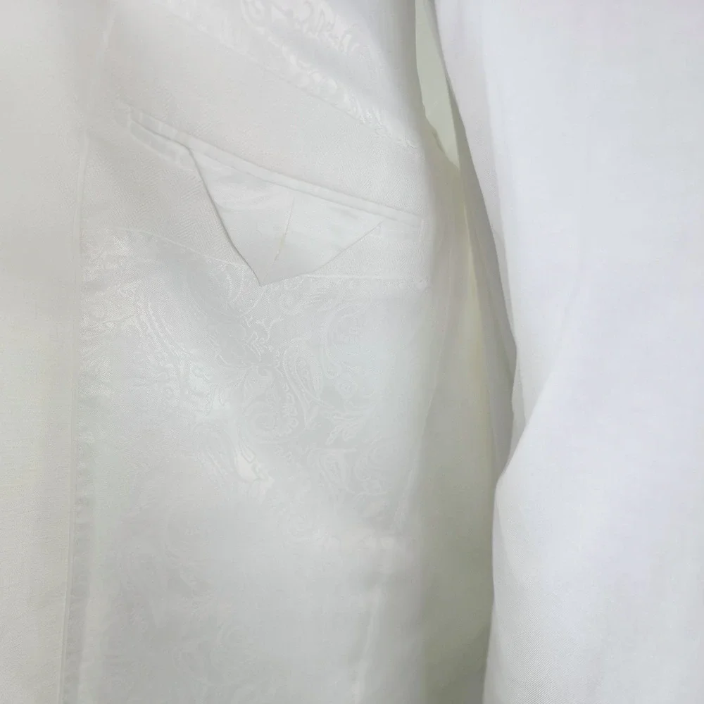 Tayion by Montee Holland Sport Coat Men White 44L 100% Linen Business Casual NWT